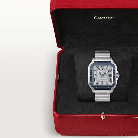 Cartier WSSA0048 SANTOS Blue PVD Bezel 39.8mm