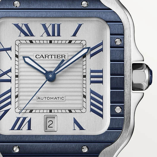 Cartier WSSA0048 SANTOS Blue PVD Bezel 39.8mm