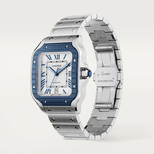 Cartier WSSA0048 SANTOS Blue PVD Bezel 39.8mm