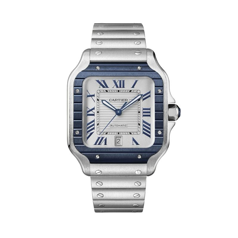Cartier WSSA0048 SANTOS Blue PVD Bezel 39.8mm